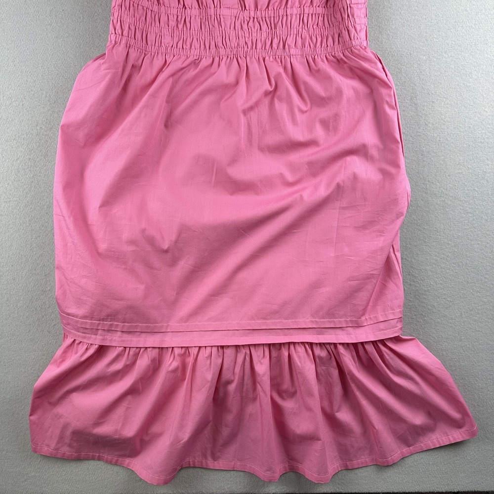 French Connection Pink Embroidered Cotton Midi Dress Large Boho Peasant Resort - Picture 5 of 11